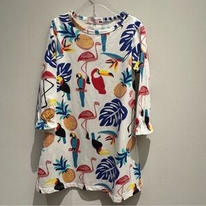 Cherry Sweetalk Tropical Print Long Sleeve Dress Size 130 Kids 6-8 US